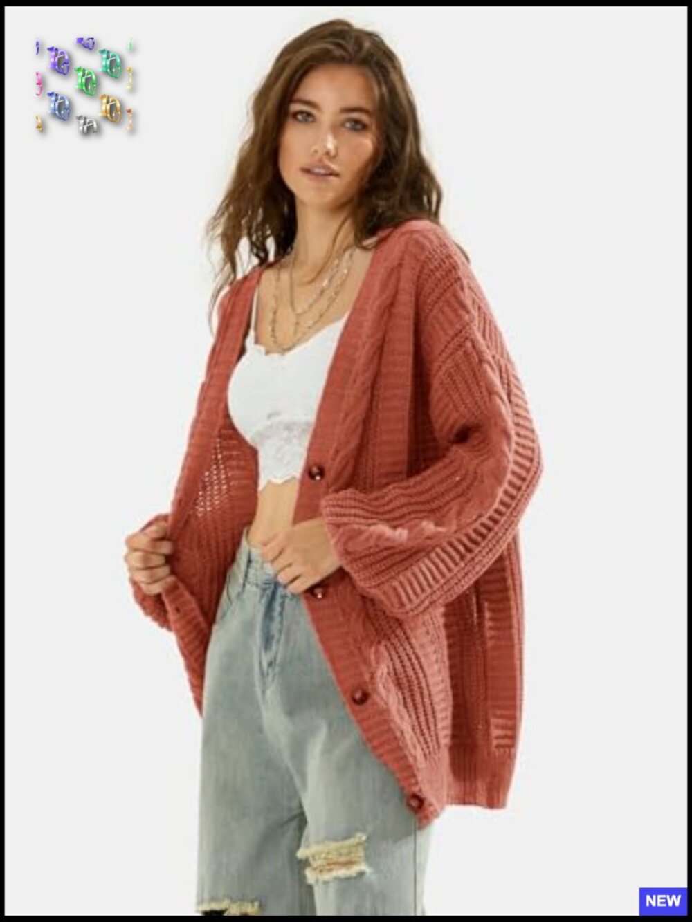 Oversized Cardigan Sweaters Fall Winter Lightweight Soft Knit Open Front Button - Picture 2 of 7